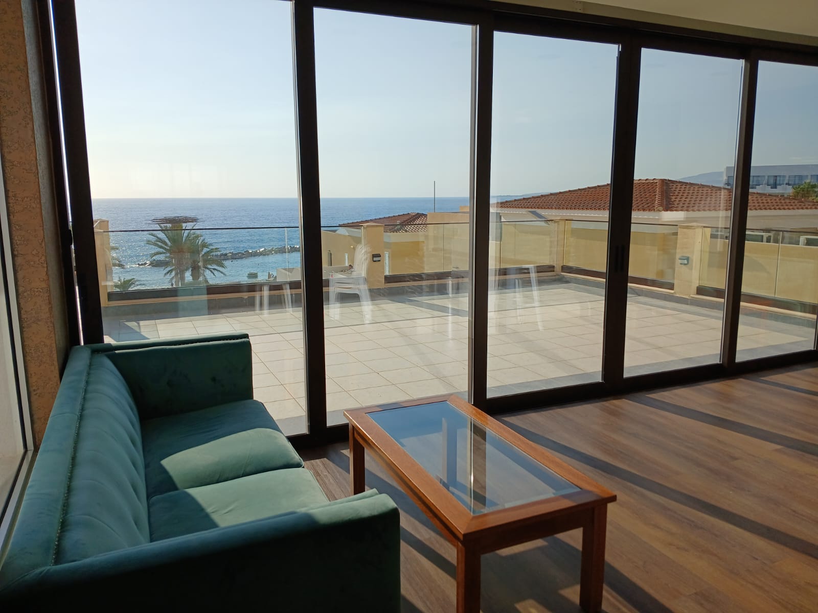 Art by the Sea lounge with a view of the coast
